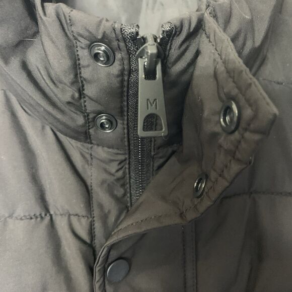 MNG Mango Men’s Large Black Puffer Vest Full Zip Snap Buttons Outdoor Winter - Picture 3 of 9